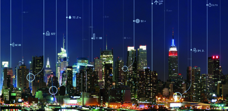 The city of New York at night