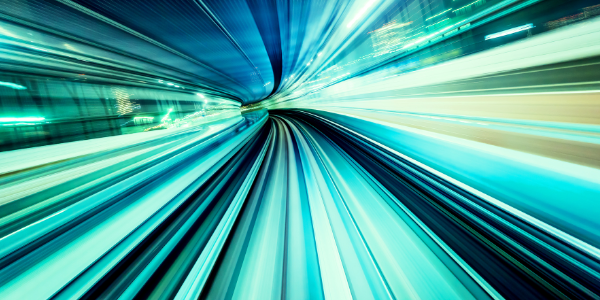 A zooming tunnel of turquoise and blue