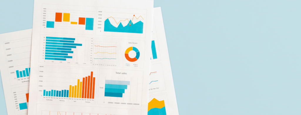 Graphs and data on pieces of paper